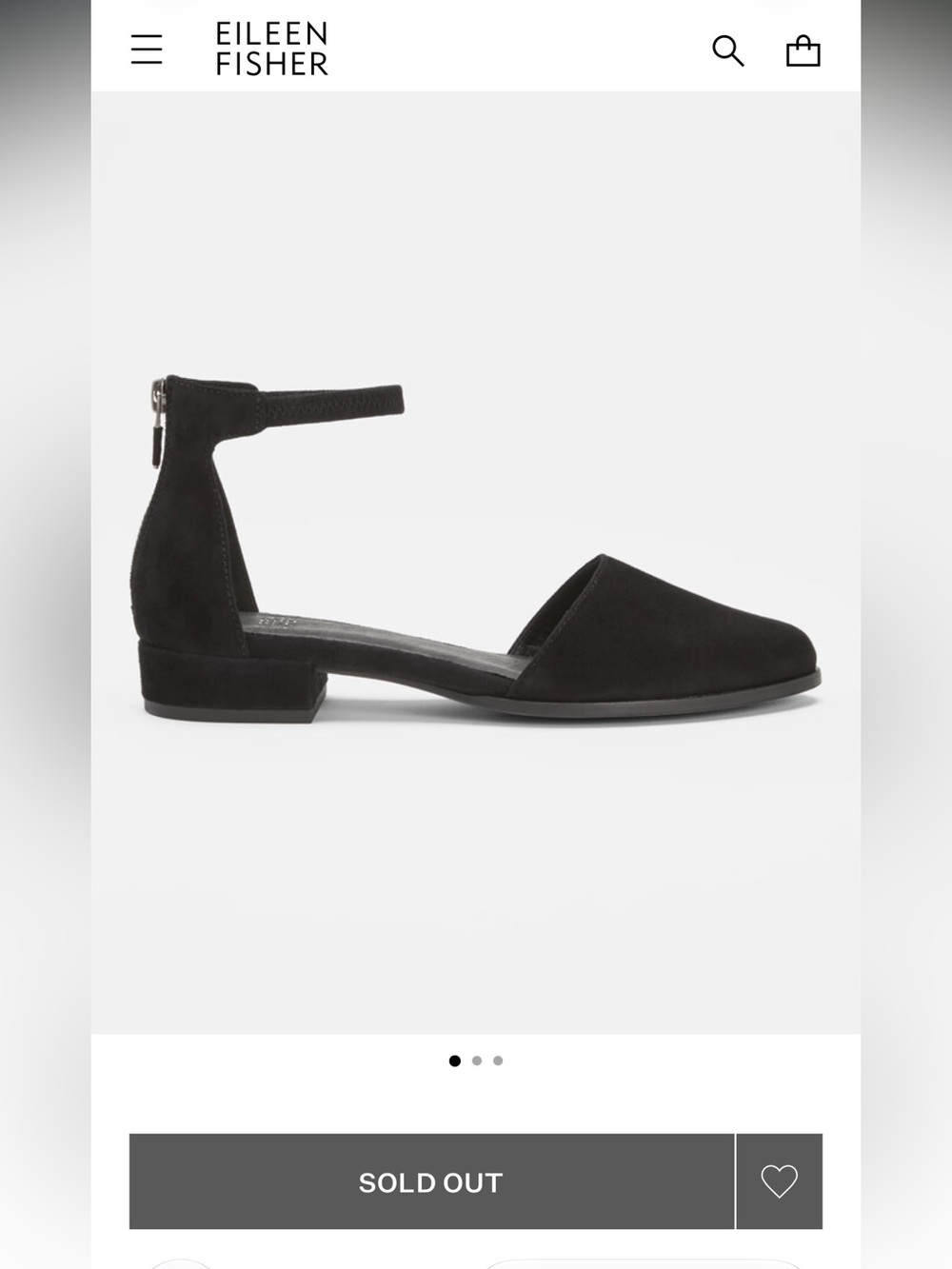 Eileen Fisher Black Suede Pointed Toe Ankle Strap Flats